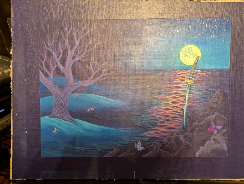 The original art for the cover of All the Broken Blades