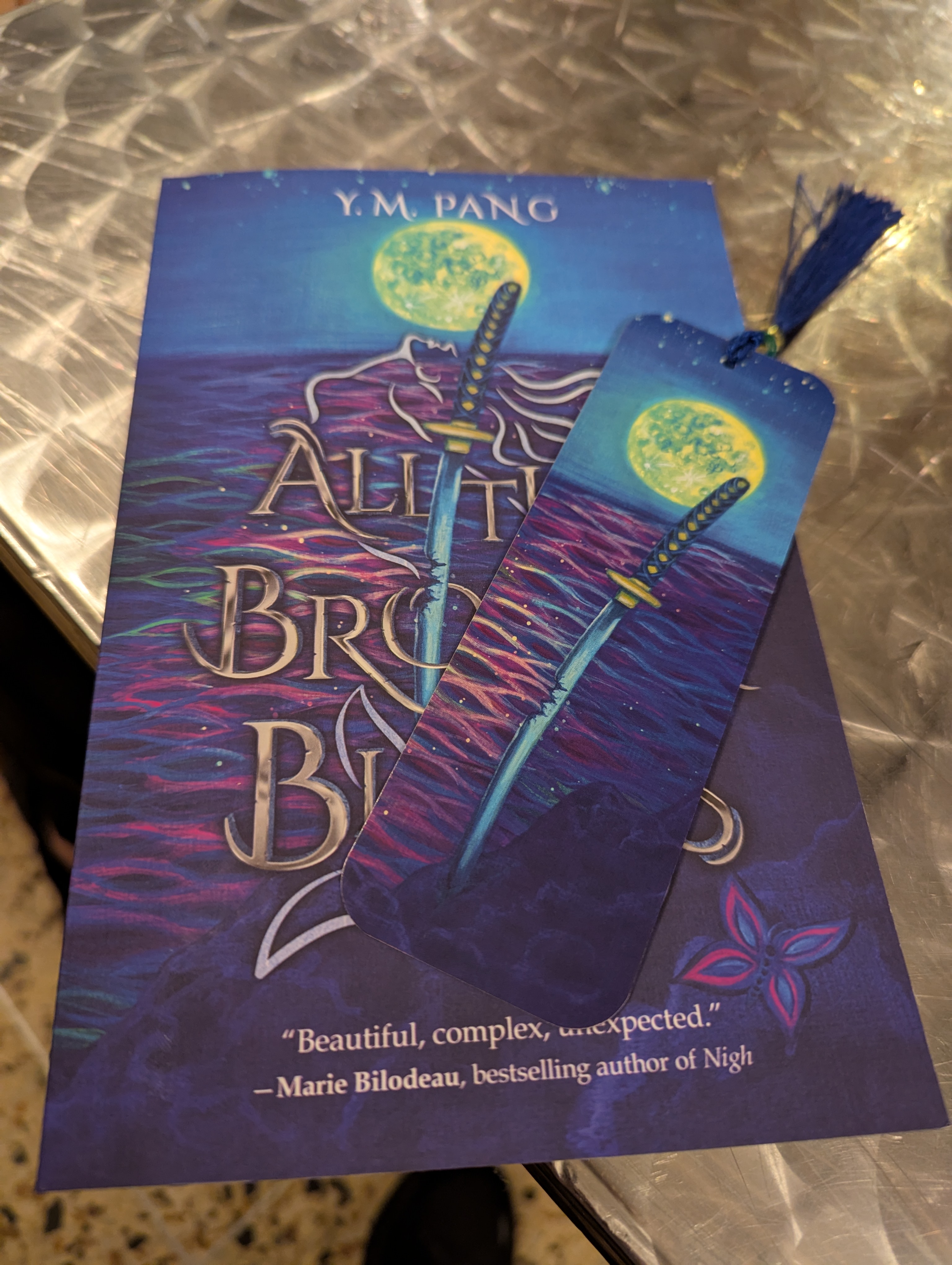 The cover to All the Broken Blades. Also a bookmark!