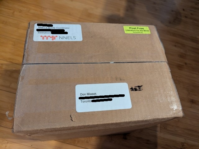 A carboard parcel from NNELS...